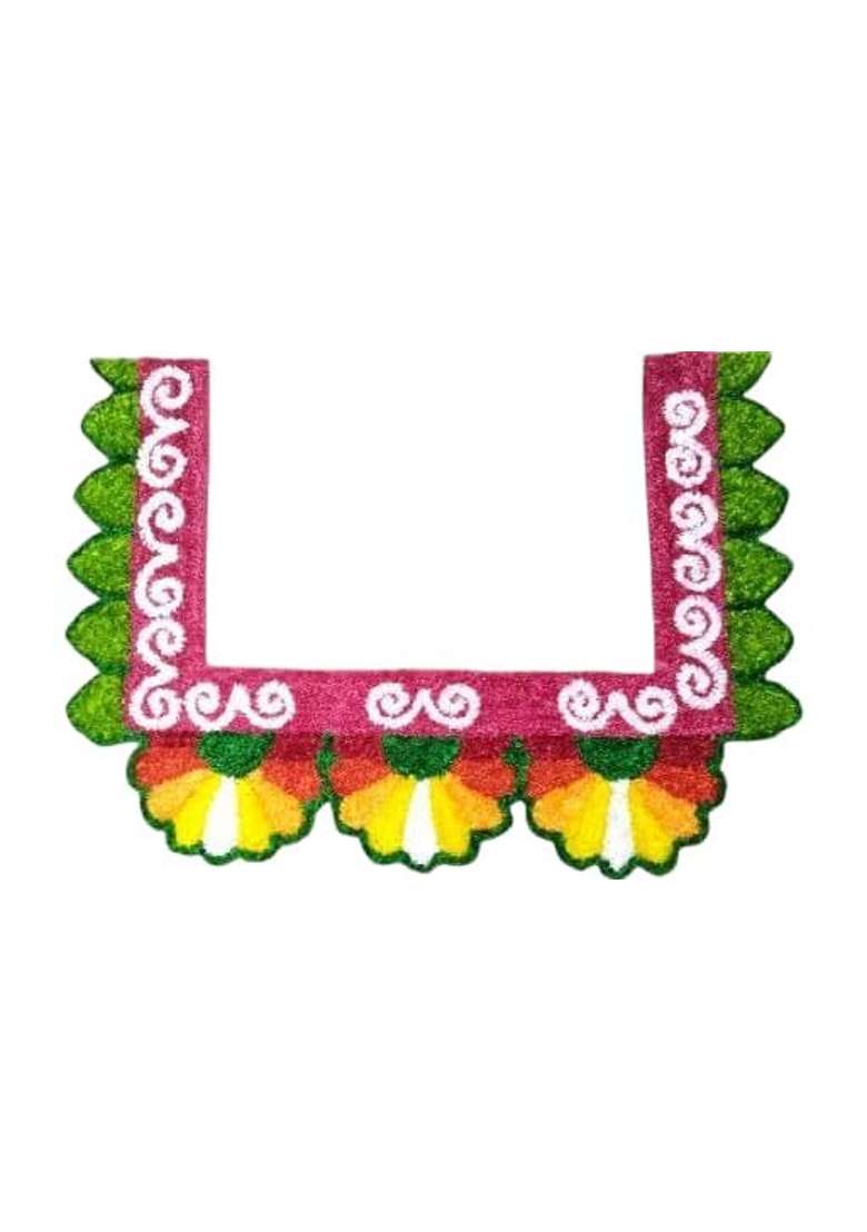 Gurukrupa Shoppy Dark Purple Floral Rangoli Base 12IN Haldi Decor Set 1 Plus Ganesh Border Rangoli Mat - Indya