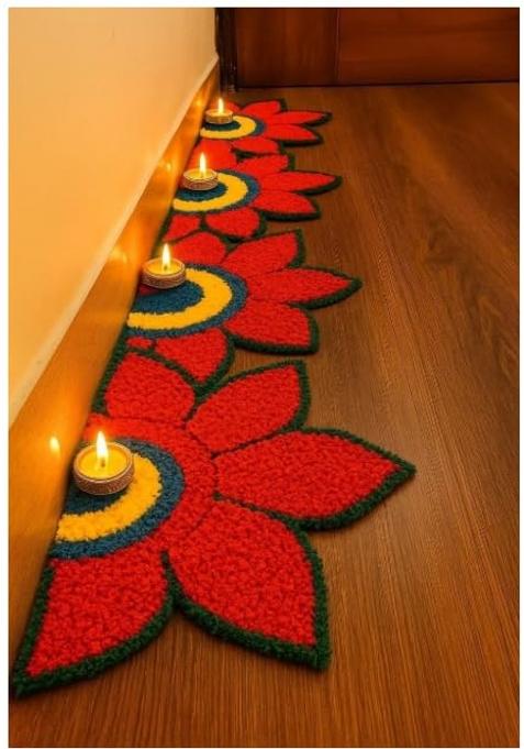 Gurukrupa Shoppy Dark Purple Floral Rangoli Base 12IN Haldi Decor Set 1 Plus Light Pink Floral Rangoli Base