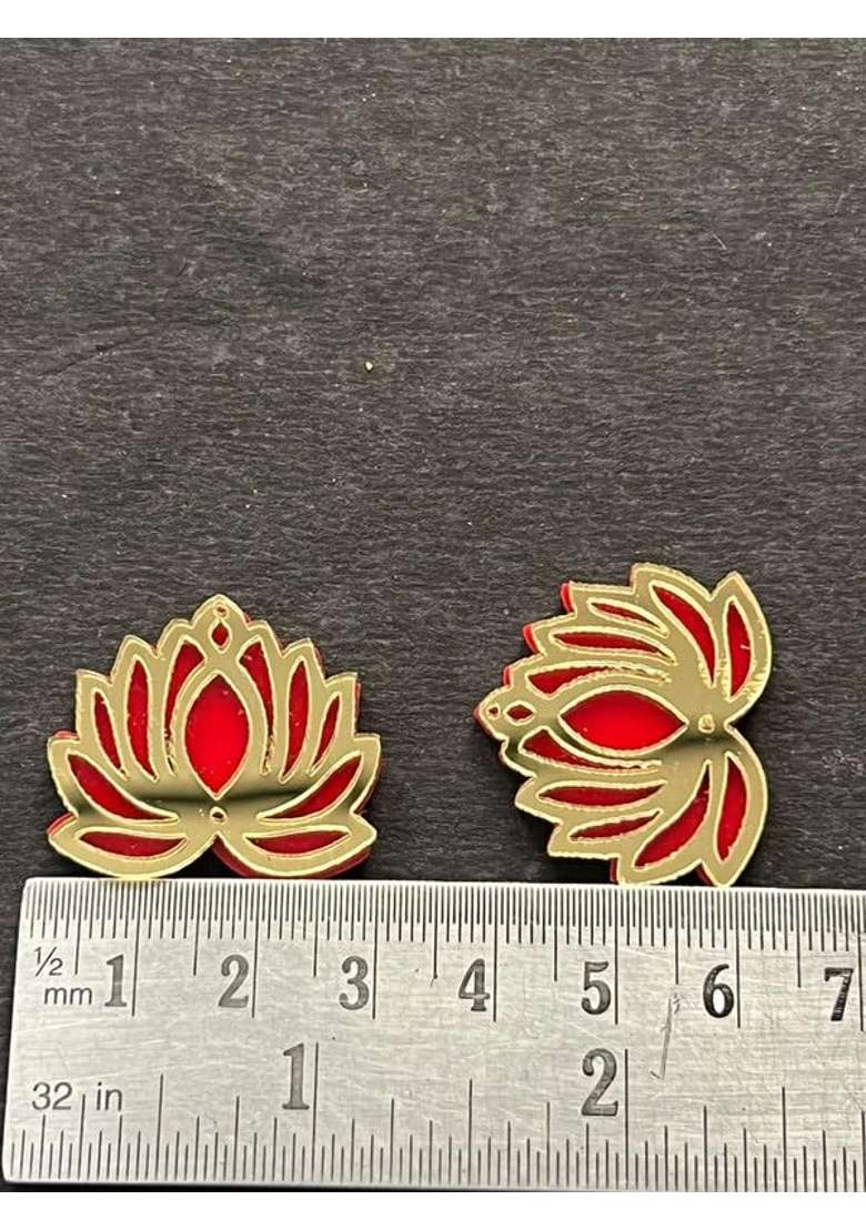 Kavya Fashion Golden Lotus Flower Acrylic and Wooden Cutout DIY Rangoli Kit Set of 12 - Indya