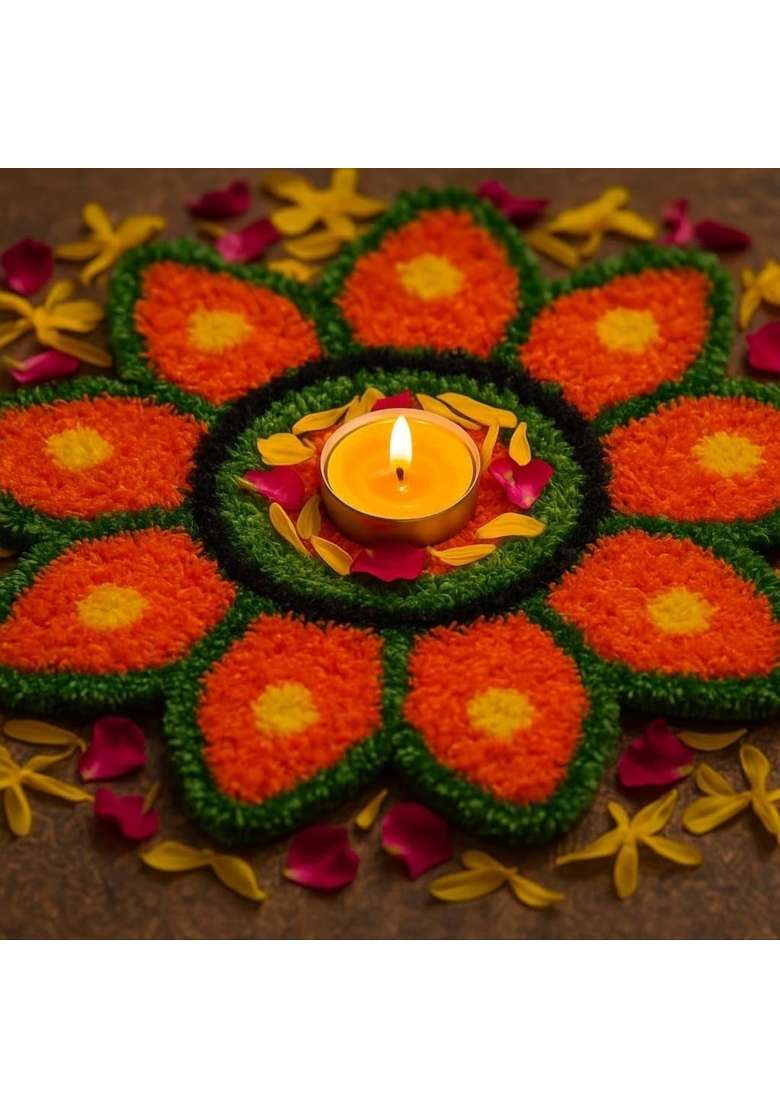 Gurukrupa Shoppy Dark Purple Floral Rangoli Base 12IN Haldi Decor Set 1 Plus Petal Rangoli Base for Ceremony - Indya