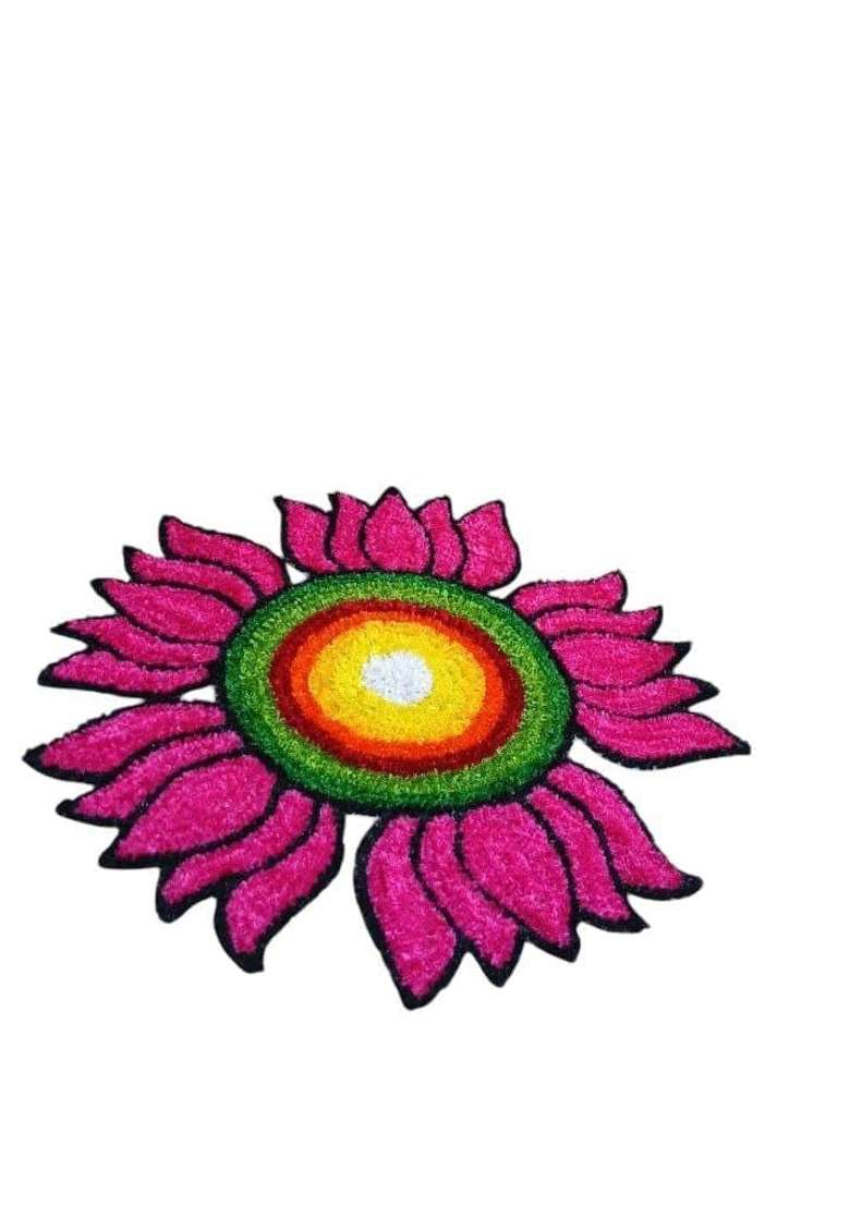 Gurukrupa Shoppy Dark Purple Floral Rangoli Base 12IN Haldi Decor Set 1 Plus Pink Sunflower Rangoli Pad 12IN - Indya