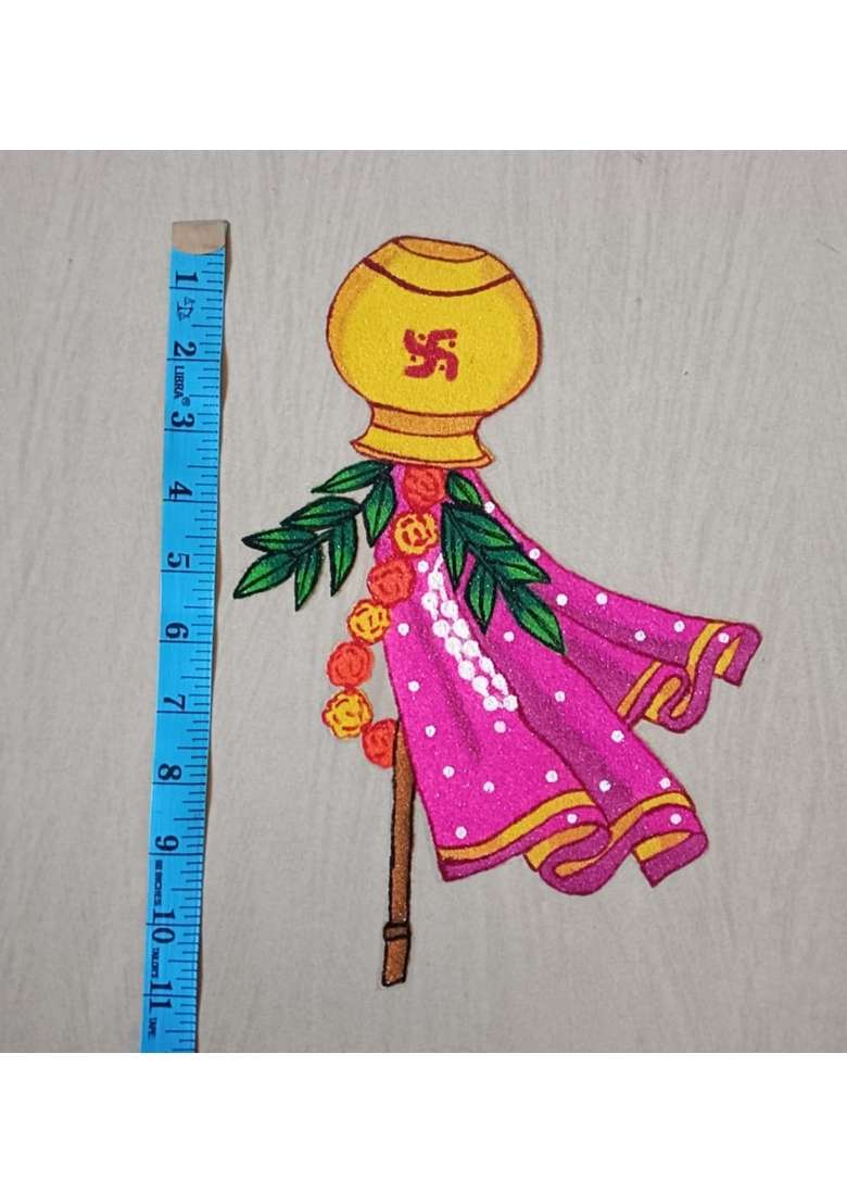 Gurukrupa Shoppy Dark Purple Floral Rangoli Base 12IN Haldi Decor Set 1 Plus Pink Gudhi Rangoli Powder 12IN - Indya