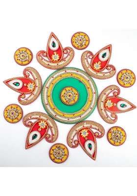 Tarini Gallery Rangoli Floor Rangoli Traditional Indian Handmade Acrylic Home Decor for Festival Wedding Party