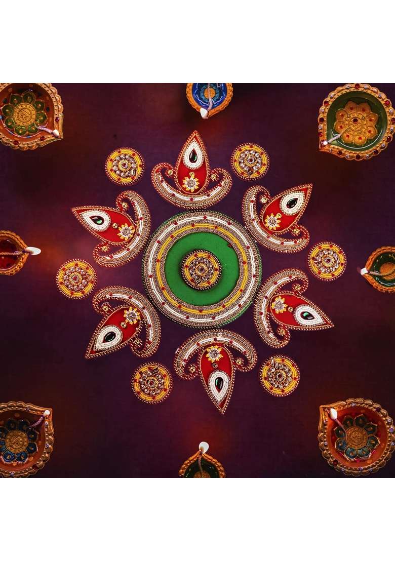 Tarini Gallery Rangoli Floor Rangoli Traditional Indian Handmade Acrylic Home Decor for Festival Wedding Party - Indya