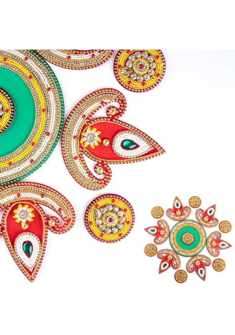Tarini Gallery Rangoli Floor Rangoli Traditional Indian Handmade Acrylic Home Decor for Festival Wedding Party - Indya