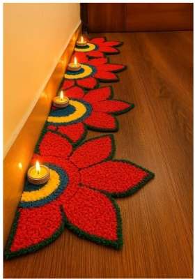 Gurukrupa Shoppy Dark Purple Floral Rangoli Base 12IN Haldi Decor Set 1 Plus Acrylic Rangoli Pooja Room