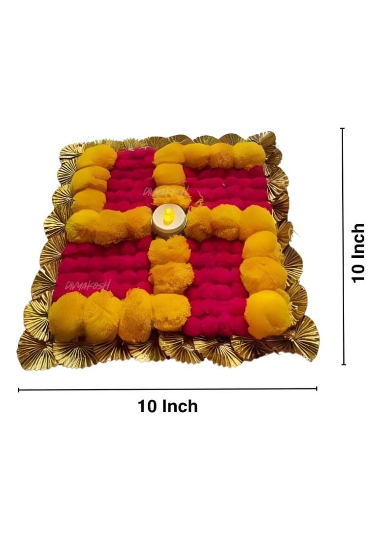 Gurukrupa Shopee Pink and Yellow Decorative Floor Rangoli for Diwali Home Decor and Puja Decoration Pack of 6 - Indya