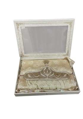 Wedding Sehra for Groom with Embroidery Work Gold and Beige Fully Embellished with Pearls