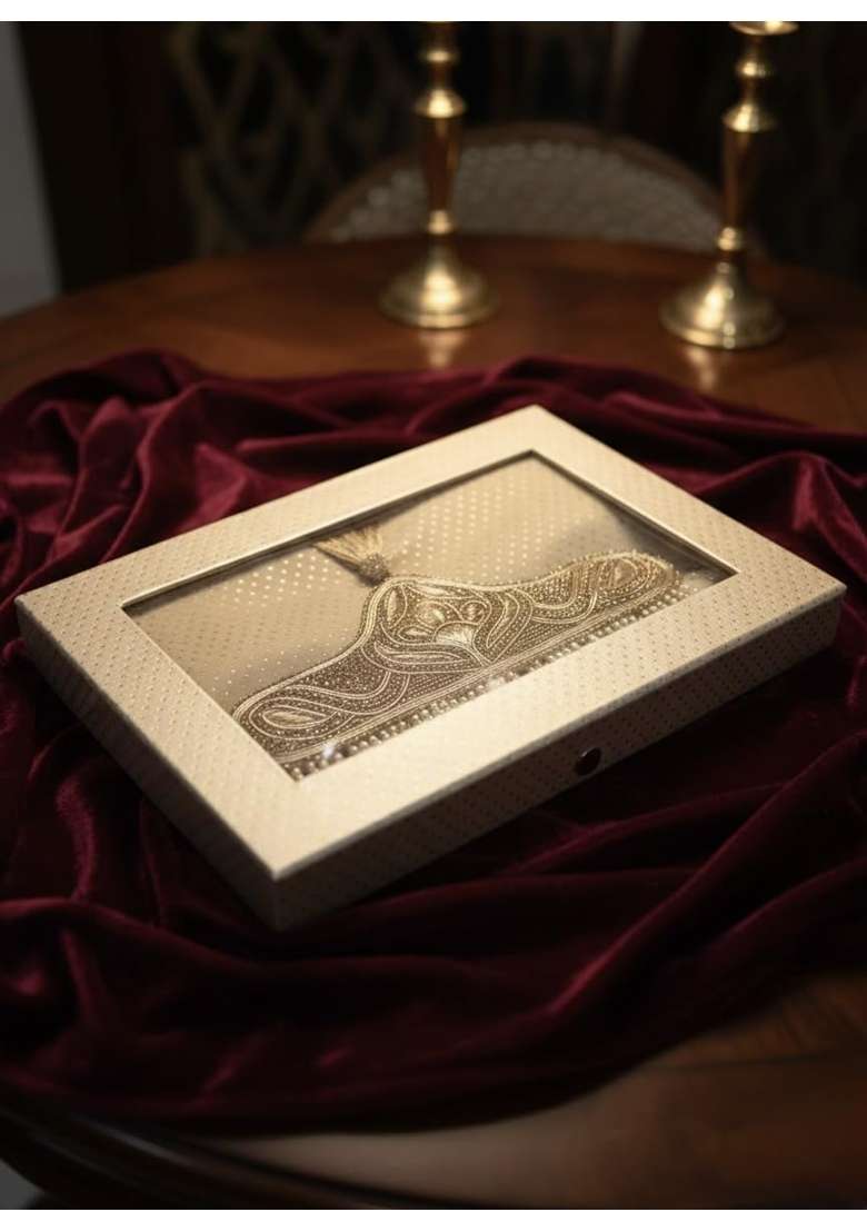 Traditional Indian Groom Wedding Sehra with Gold Embroidered Crest and White Pearl Strings Pack of 1 - Indya