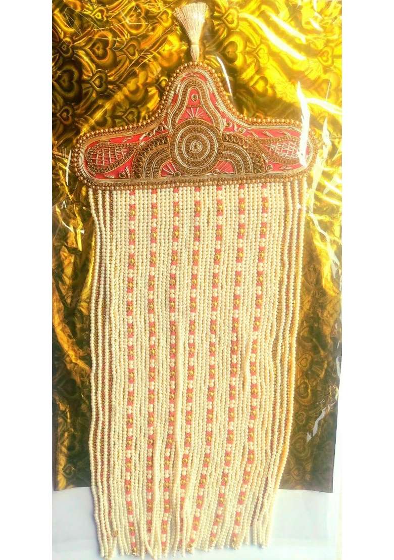 Handyhouse Traditional Groom Sehra Wedding Pearl Pink Beads Gold Zardosi Dulha Baraat Punjabi Men - Indya