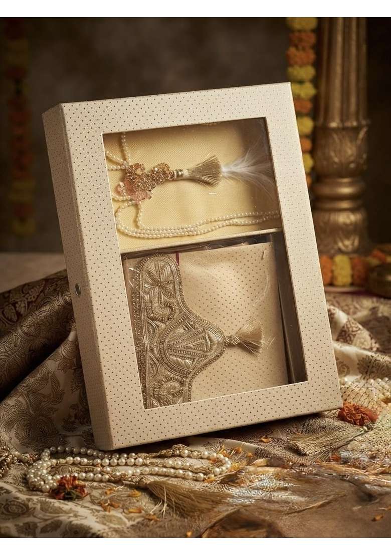 Groom Wedding Sehra with Matching Kalgi and Box Golden - Indya