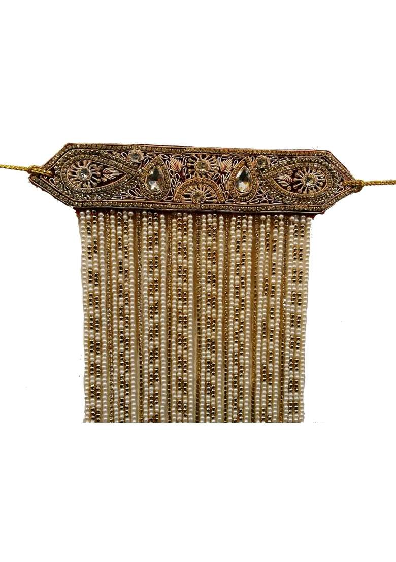 J Tushar Mens Velvet Groom Sehra Multicolour Free Size - Indya