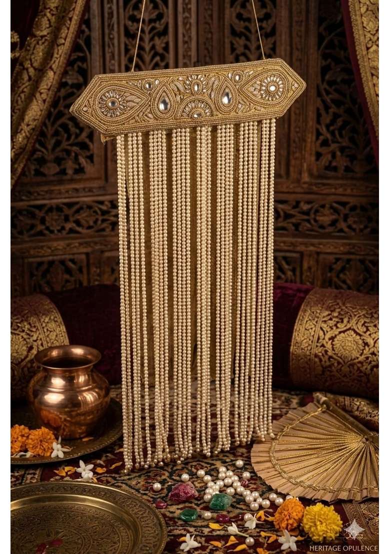 Tushars Fancy Groom Stones Sehra in Full Golden Work - Indya