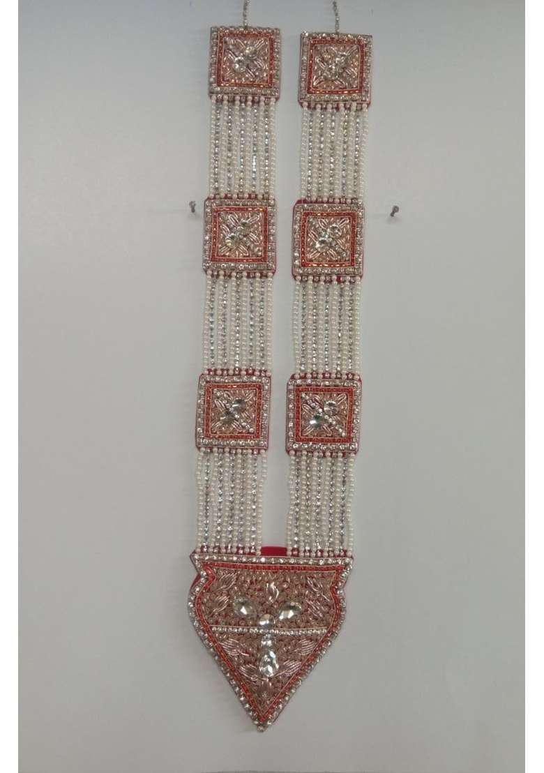 Red Handy House Traditional Groom Pan Haar Pearl String Wedding Pan Haar for Sehra - Indya
