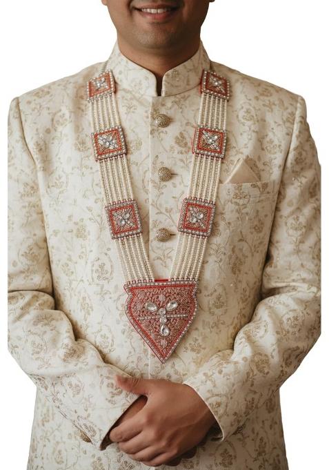 Red Handy House Traditional Groom Pan Haar Pearl String Wedding Pan Haar for Sehra