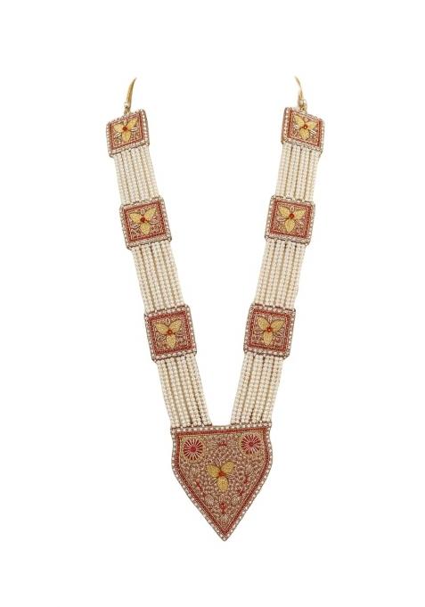 Red Handy House Traditional Groom Pan Haar Pearl String Wedding Pan Haar for Sehra