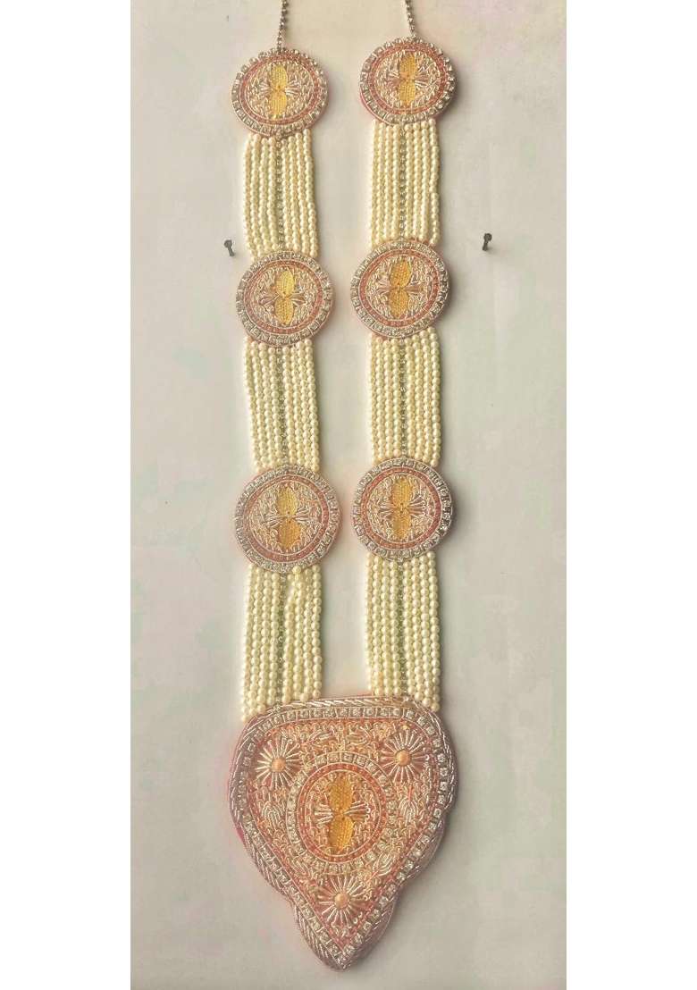 Multicolor Handy House Traditional Groom Pan Haar Pearl String Wedding Pan Haar for Sehra - Indya