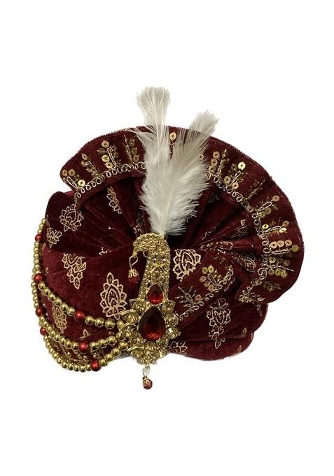 AFC Fancy Traditionol Dullha Pagdi for Wedding Kalangi Sehra for Maroon Red Pack of 1