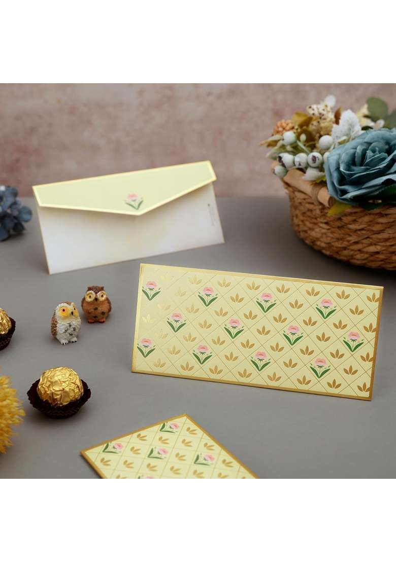Pink Paper Co Luxurious Shagun Envelope Money Envelopes for Gifting Cash with Gold Foil Printing Pack of 10 - Indya