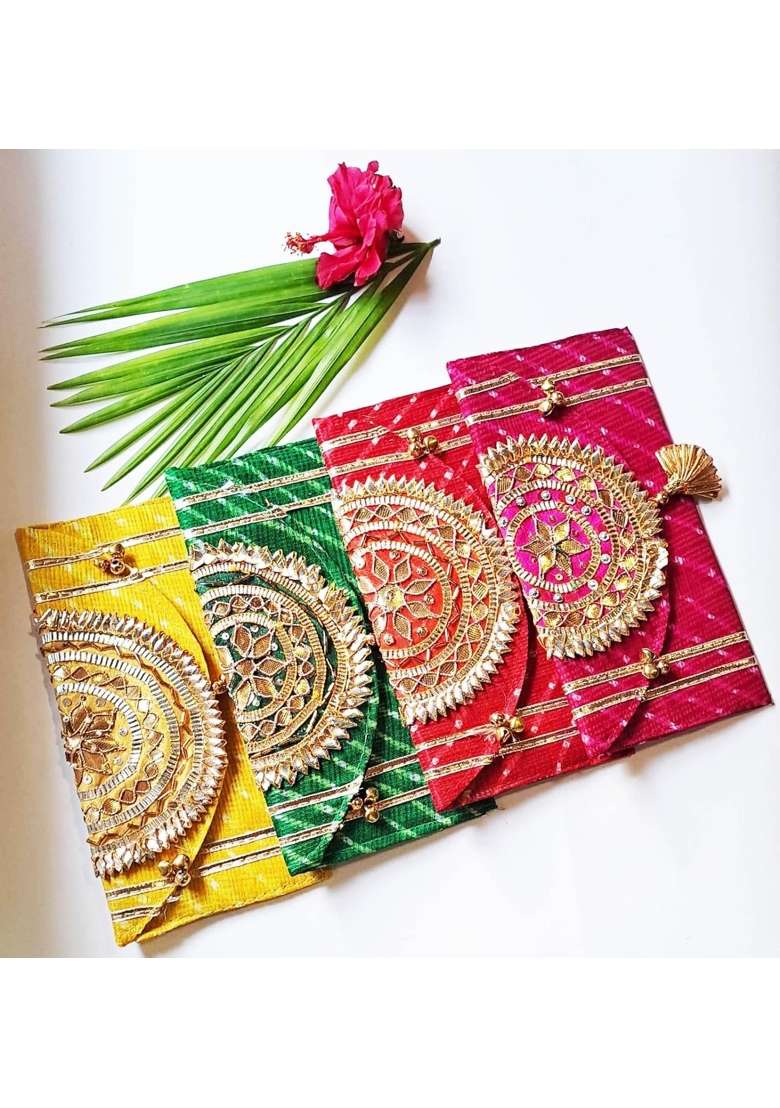 Home Storiee Multicolor Designer Shagun Lifafa Money Gift Envelopes 8 X 4 Inches Pack of 6 - Indya