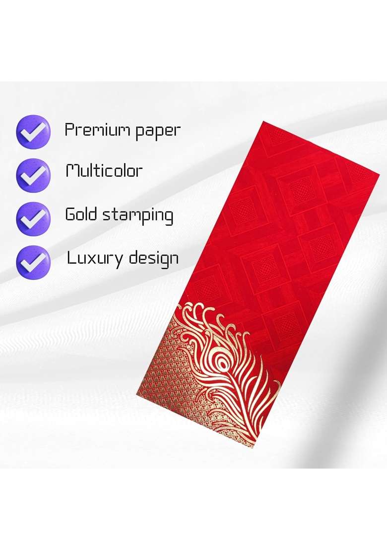 Fonsie Cash Shagun Fancy Mor Pankh Design Envelopes for Gifting Money on Wedding Gift Pack of 50 - Indya