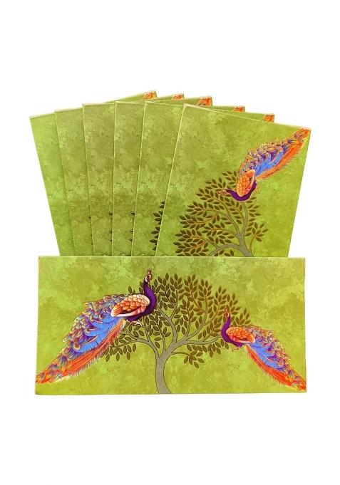 Jhintemetic Shagun Envelopes Peacock Pair Design Pack of 40
