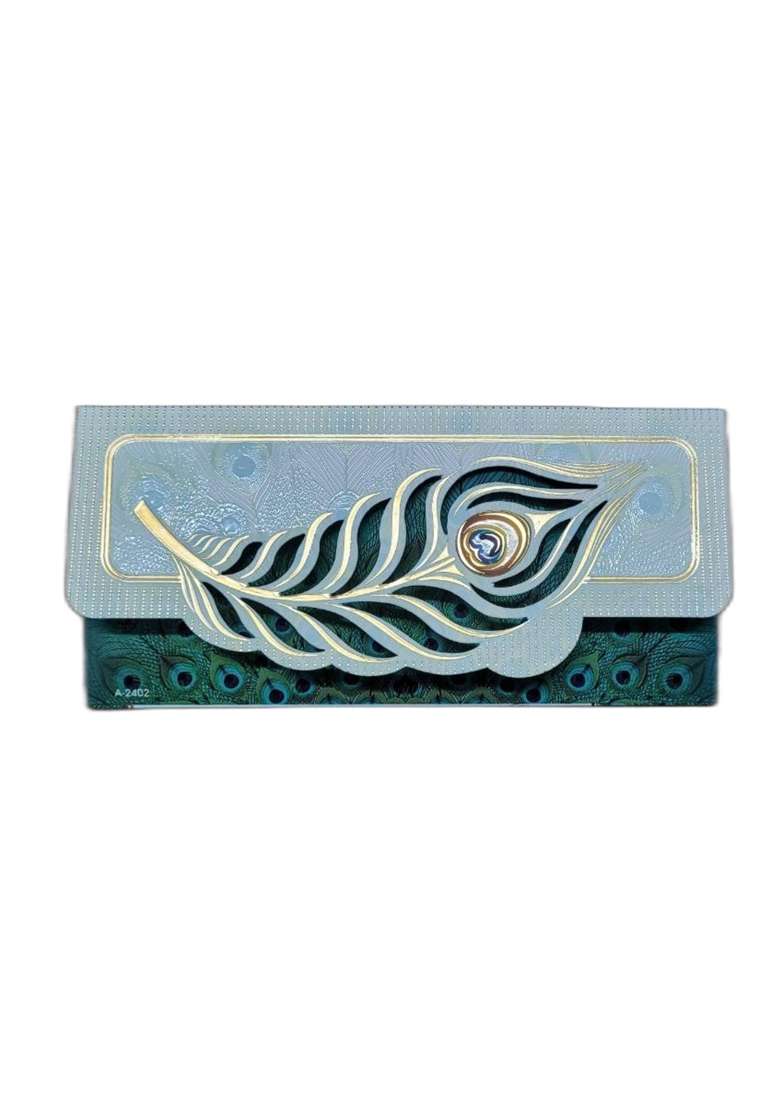 Fonsie Fancy Peacock Back Cut Design Cash Envelopes for Gifting Money on Wedding Gift Pack of 10 - Indya