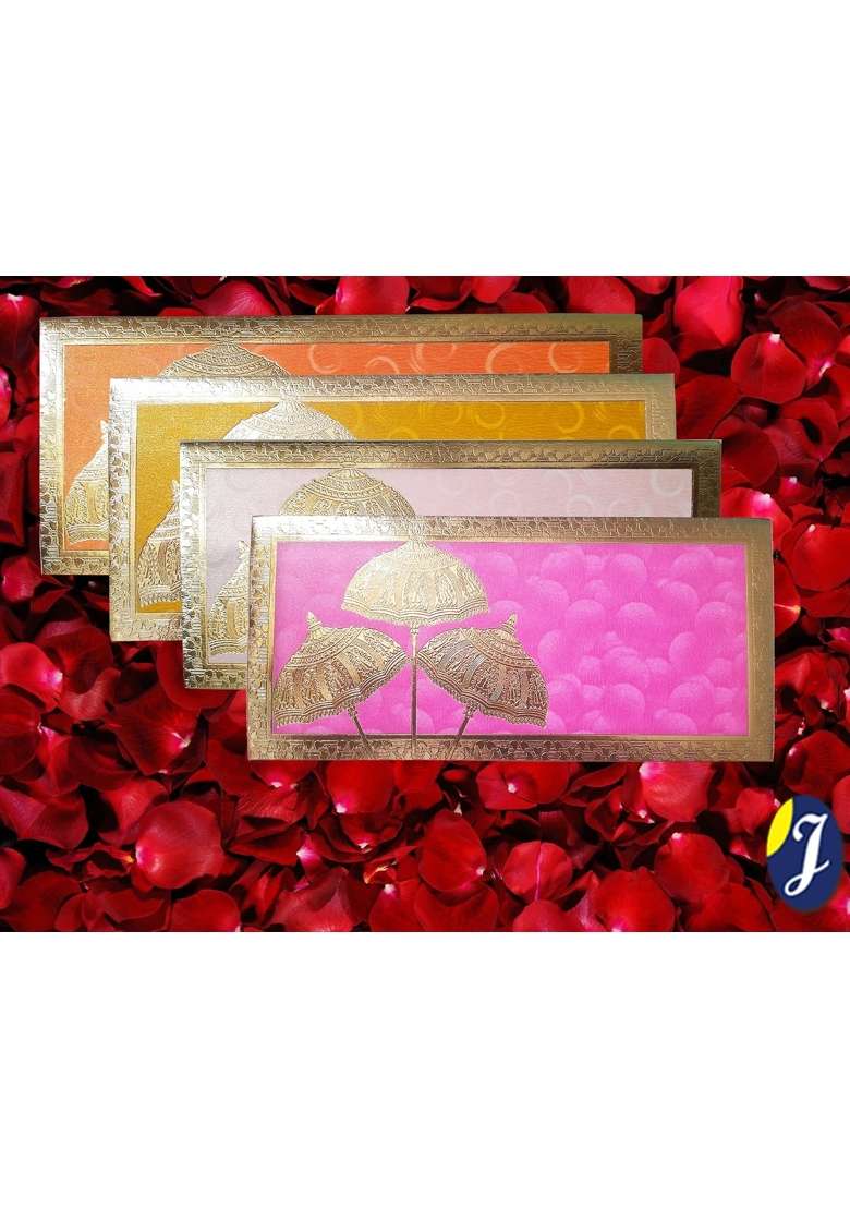 Jewett 50 Pcs Designer Sagan Cash Money Envelopes Umbrella Style Handmade Shagun Envelopes Pack of 50 - Indya