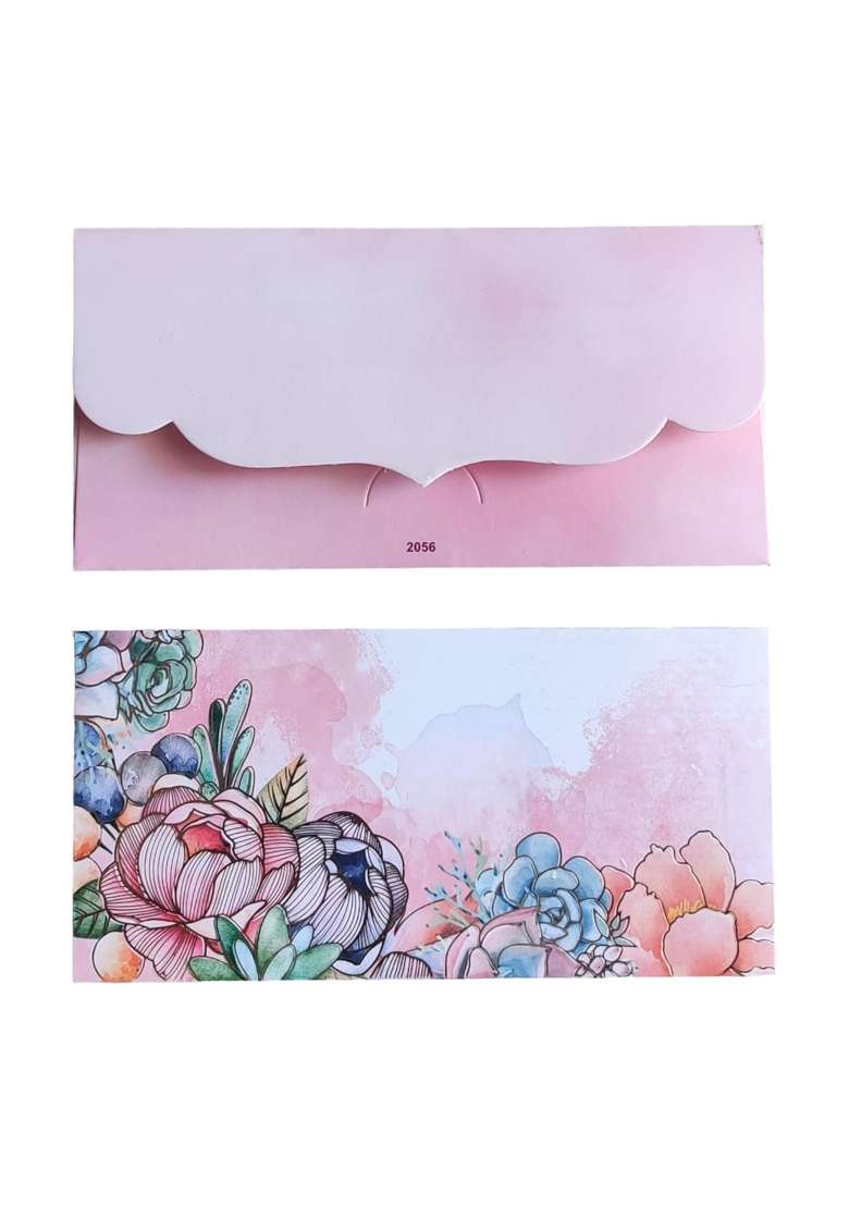 Jhintemetic Elegant Pink Floral Shagun Envelopes 18 Point 5CM X 9 Point 0CM Perfect for Weddings Pack of 40 - Indya