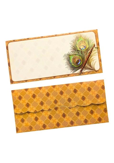 Vibsee Mor Pankh Printed Design Shagun Envelopes for Gifting Cash Money Cover Tuck Flap Designer Pack of 30