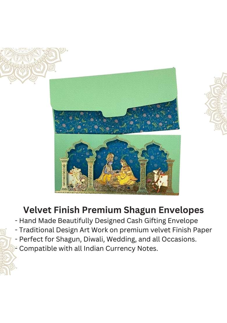Vanya Creations Divine Harmony Design Shagun Envelopes for Gifting Cash Money Cover Velvet Finish Pack of 20 - Indya