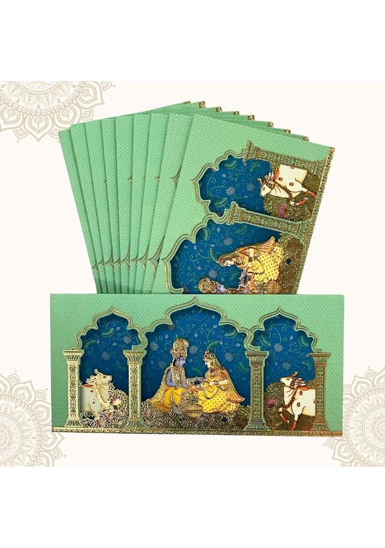 Vanya Creations Divine Harmony Design Shagun Envelopes for Gifting Cash Money Cover Velvet Finish Pack of 20 - Indya