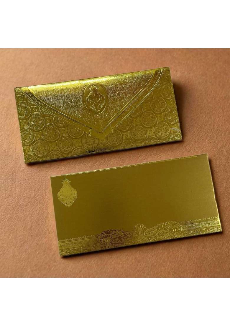 Vanya Creations 3 Fold Taj Royal Design Shagun Envelopes for Gifting Cash Money Cover Metallic Pack of 50 - Indya