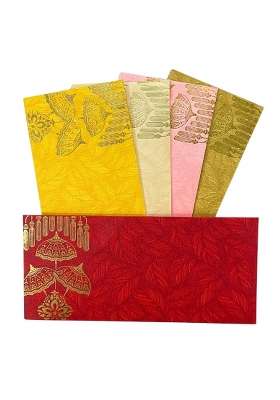 Vanya Creations Rectangle Shape Metallic Paper Shagun Envelopes for Gifting Sagan Lifafa Wedding Pack of 100