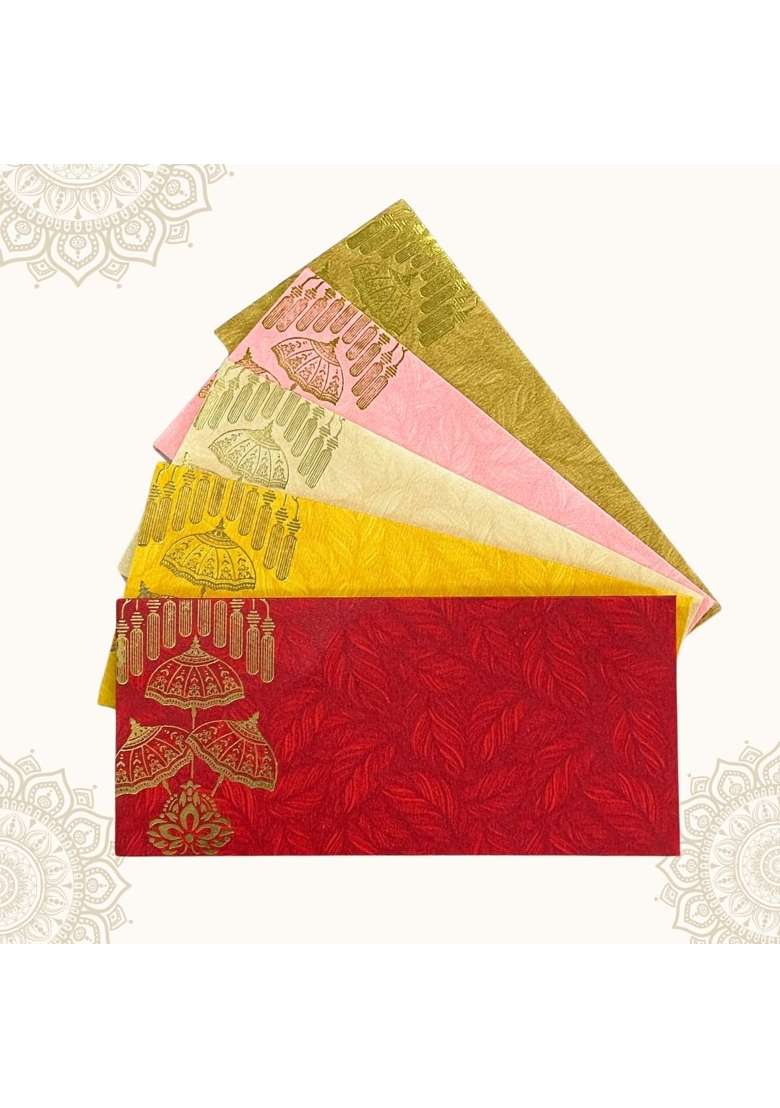 Vanya Creations Rectangle Shape Metallic Paper Shagun Envelopes for Gifting Sagan Lifafa Wedding Pack of 100 - Indya