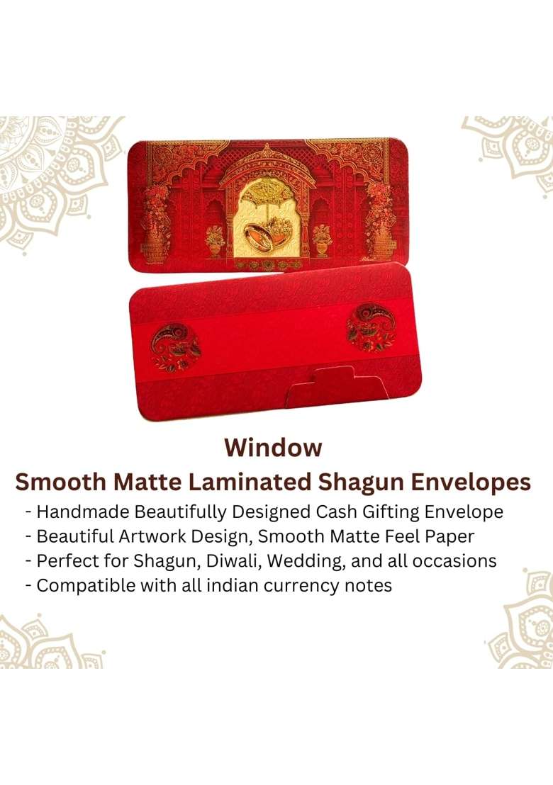 Vanya Creations Window View Umbrella Design Shagun Envelopes for Gifting Cash Money Cover Matte Pack of 20 - Indya