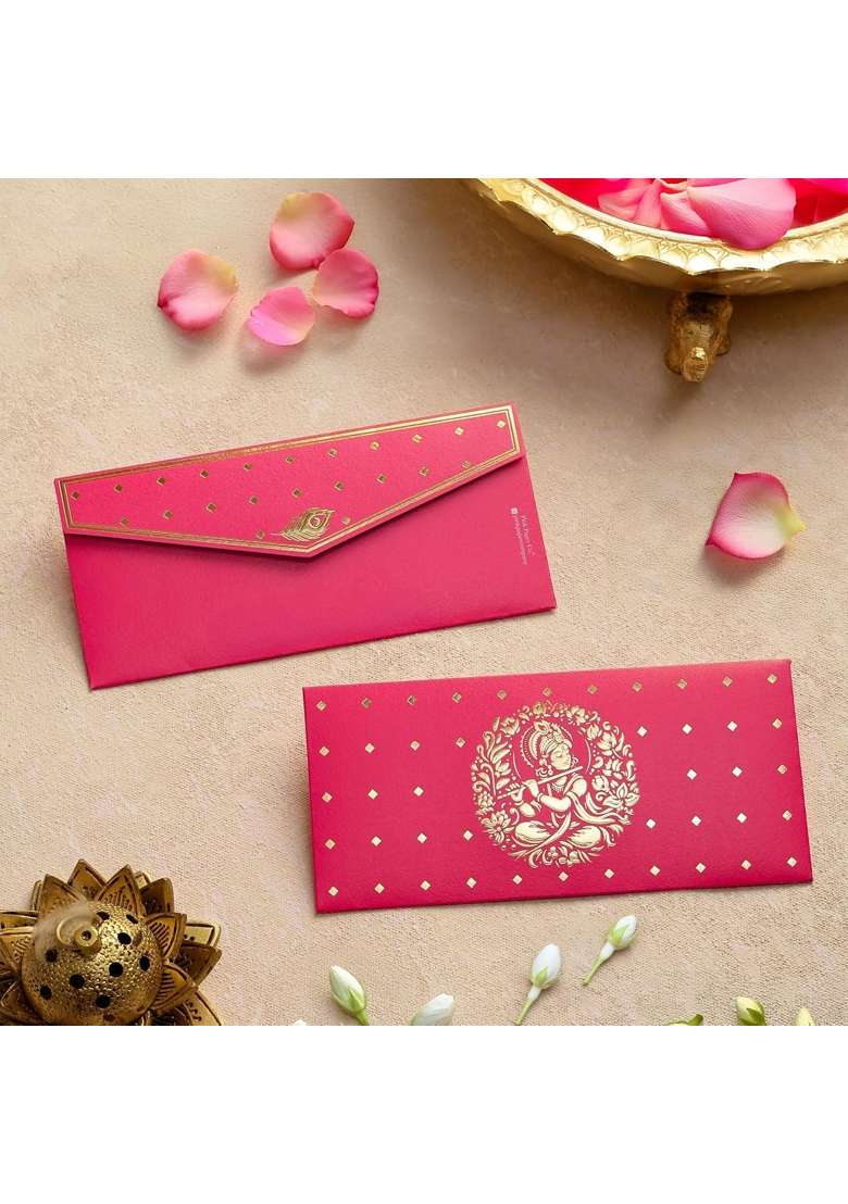 Pink Paper Co Luxurious Shagun Envelope Money Envelopes for Gifting Cash with Gold Foil Printing Pack of 10 - Indya