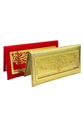 Vanya Creations Rectangle Shape Cloth Fabric with Acrylic Cut Comb Design Shagun Envelopes Pack of 4
