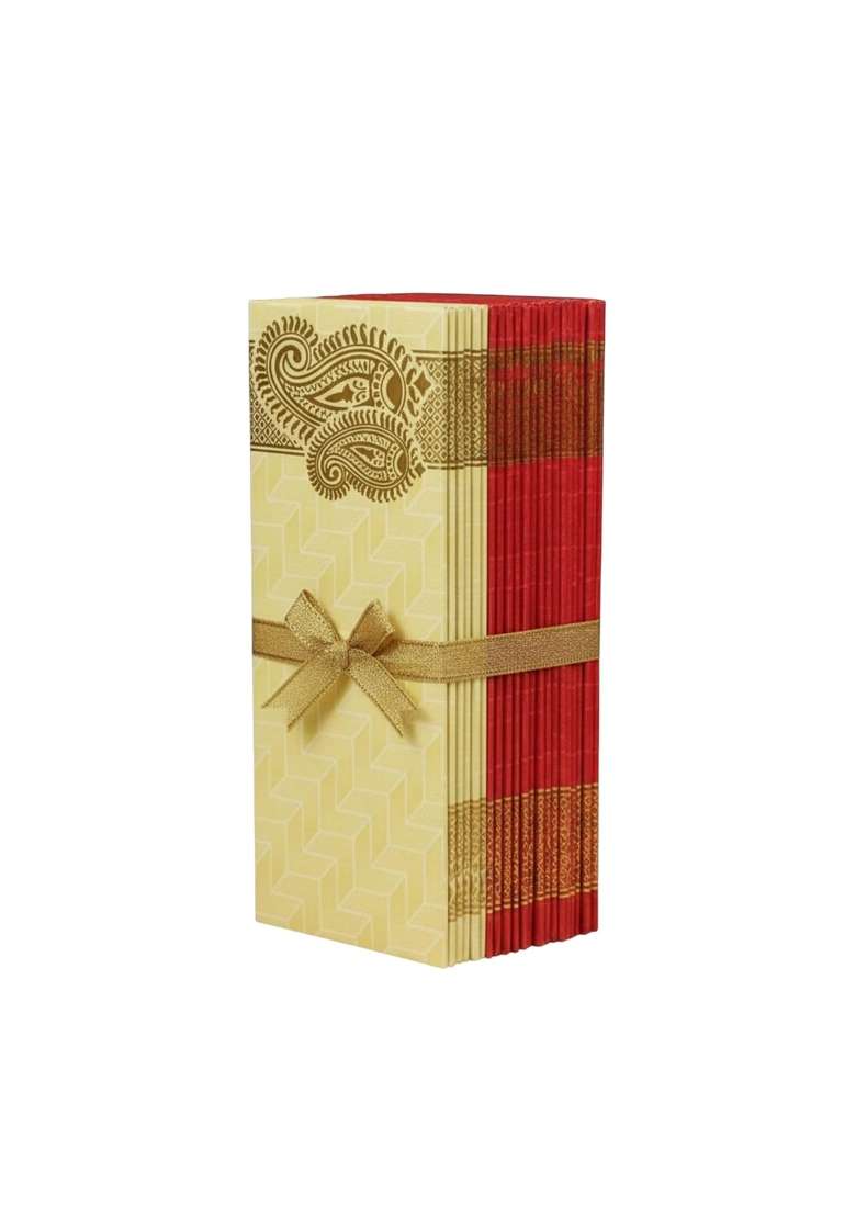 Krisah 100 Pcs Sagan Shagun Cash Gift Paper Envelopes Red and Beige - Indya