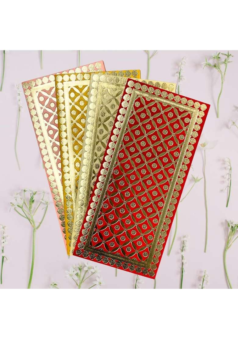 Vanya Creations Rectangle Shape Metallic Paper Shagun Envelopes for Gifting Cash Sagan Lifafa Pack of 100 - Indya