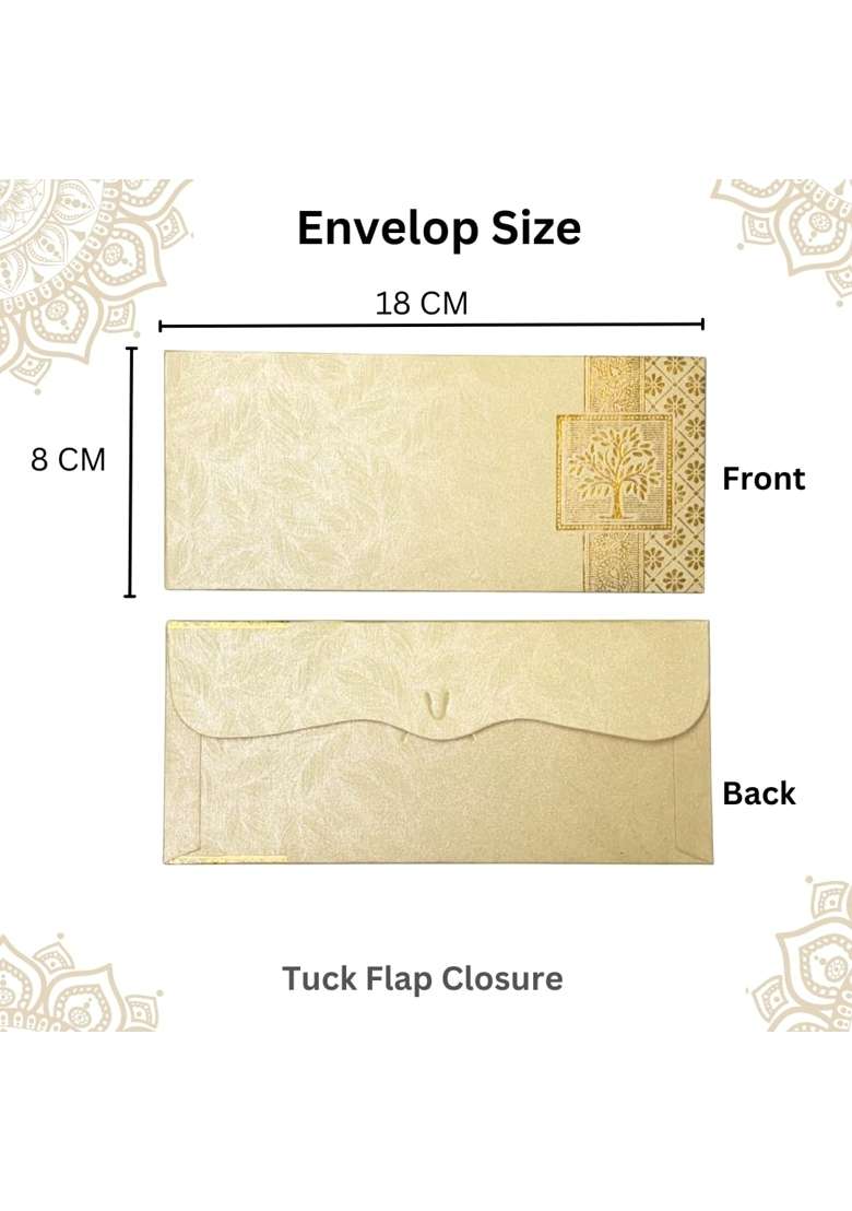 Vanya Creations Rectangle Shape Metallic Paper Shagun Envelopes for Gifting Sagan Lifafa Wedding Pack of 100 - Indya