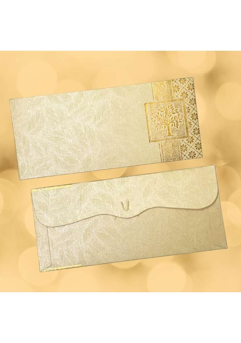 Vanya Creations Rectangle Shape Metallic Paper Shagun Envelopes for Gifting Sagan Lifafa Wedding Pack of 100 - Indya