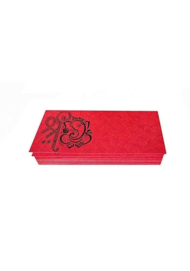 Peeplvalue Multicolor Designer 100 Pcs Ganpati and Shree Printed Premium Money Gift Envelope - Indya