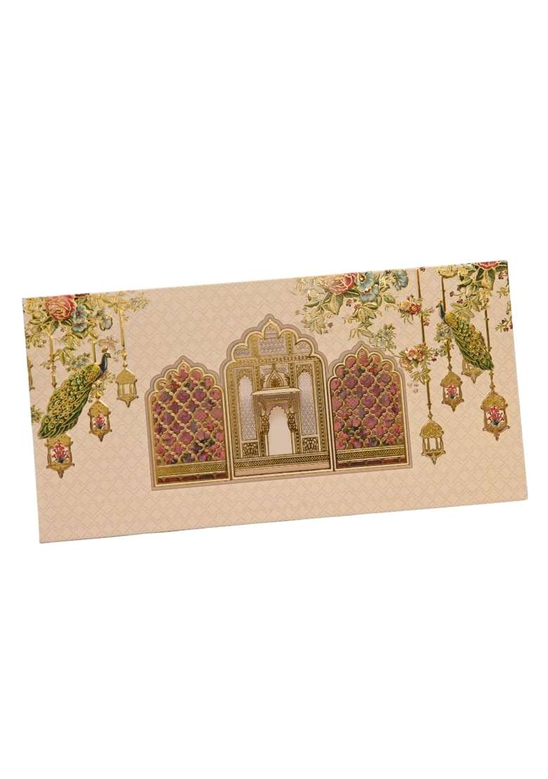 Vanya Creations Traditional Doors Printed Design Embossed Shagun Envelopes for Gifting Cash Money Pack of 50 - Indya