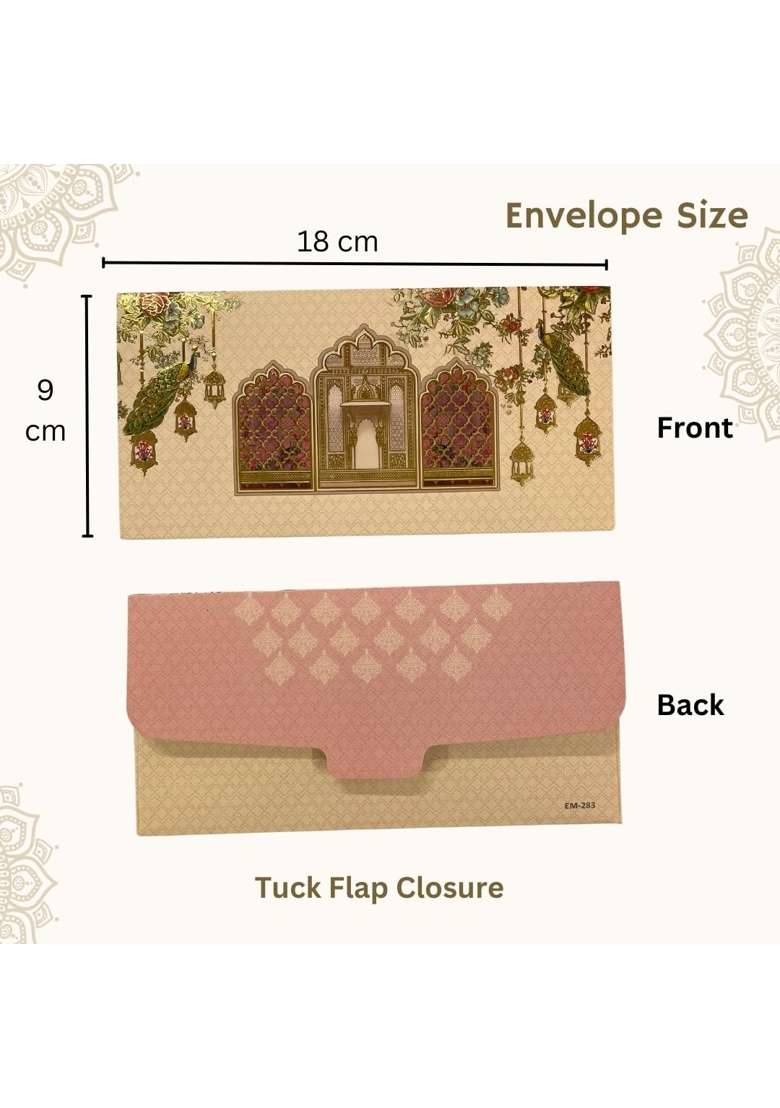 Vanya Creations Traditional Doors Printed Design Embossed Shagun Envelopes for Gifting Cash Money Pack of 50 - Indya