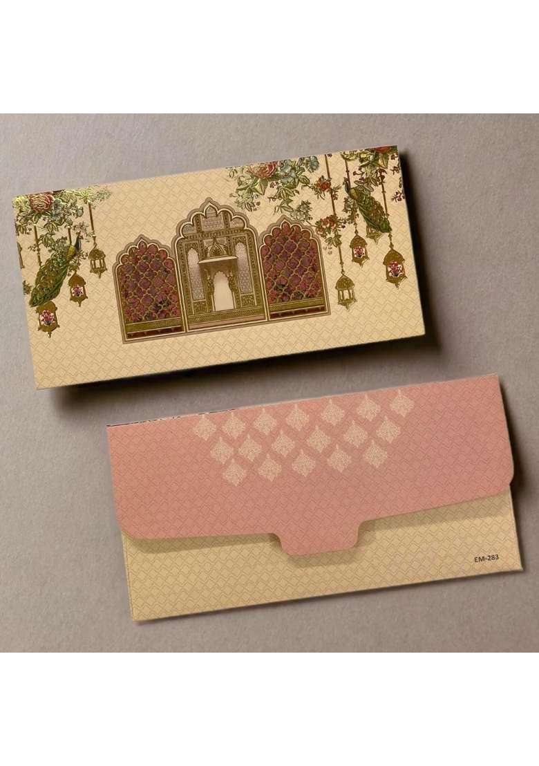 Vanya Creations Traditional Doors Printed Design Embossed Shagun Envelopes for Gifting Cash Money Pack of 50 - Indya