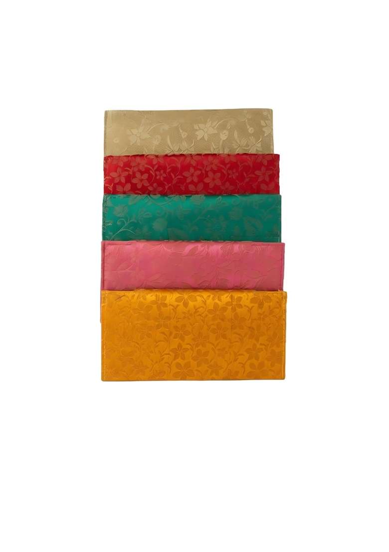 Nayashi Ethnic Brocade Silk Shagun Envelopes Gold Highlight Wedding Money Gift Covers with Best Set of 5 - Indya