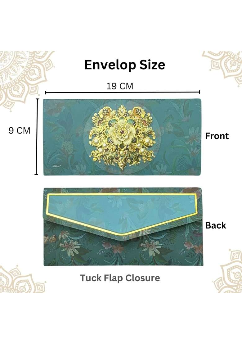 Vanya Creations Floral Bouquet Design 3 Fold Designer Shagun Envelopes for Gifting Money Rectangle Pack of 20 - Indya