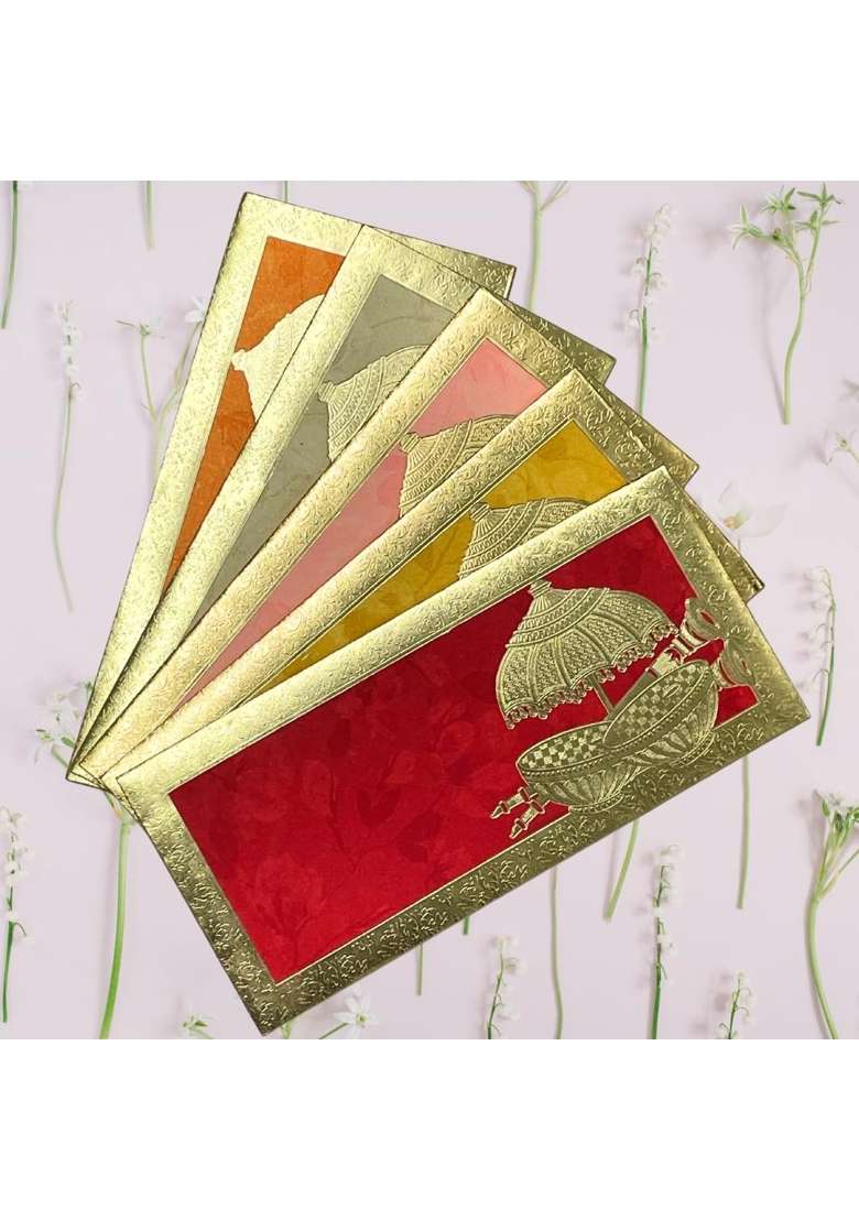 Vanya Creations Rectangle Shape Metallic Paper Shagun Envelopes for Gifting Cash Sagan Lifafa Pack of 100 - Indya