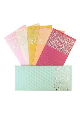 Jhintemetic Matellic 5 Colours of 25 Each Colourful Designer Shagun Lifafa Money Gift Envelope Pack of 125
